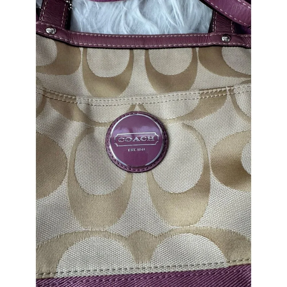 Coach‎ Signature Canvas Tote Bag/Diaper Bag Pink Leather Trim & Shoulder Strap